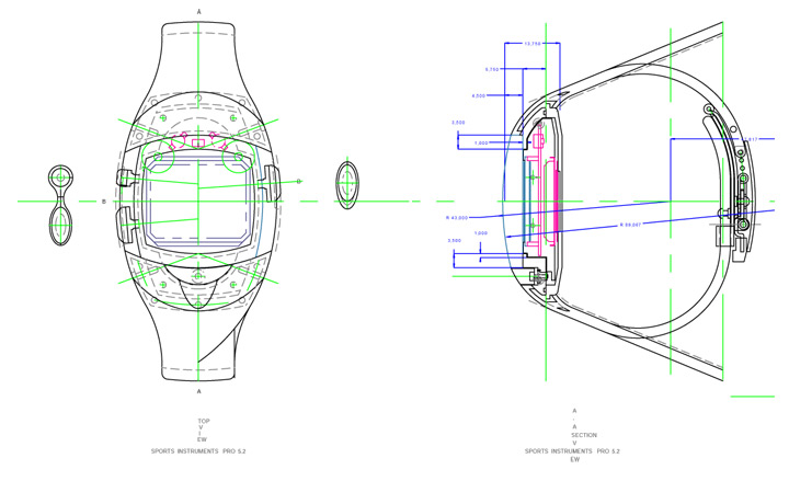 <b>Sportwatch</b><span><br /> Designed by <b><a href='/success-stories/watching-conceptual-design-take-form/'>Luc Heiligenstein</a></b> for <b>Tres Design Group</b> • Created in <a href='/2d-3d-drafting/2d-3d-cad-graphite.html'>Graphite Precision CAD Software</a></span>