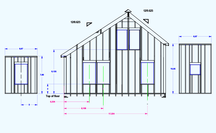 <b>Saltbox Elevation</b><span><br /> Designed by <b><a href='/success-stories/retired-by-design/'>Merrill Hall</a></b> • Created in <a href='/2d-3d-drafting/2d-3d-cad-graphite.html'>Graphite Precision CAD Software</a></span>