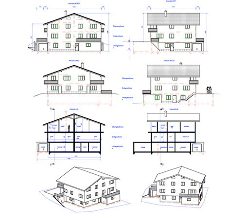 <b>Alpine House</b><span><br /> Designed by <b>Walter Arnold</b> • Created in <a href='/2d-3d-drafting/2d-3d-cad-graphite.html'>Graphite Precision CAD Software</a></span>